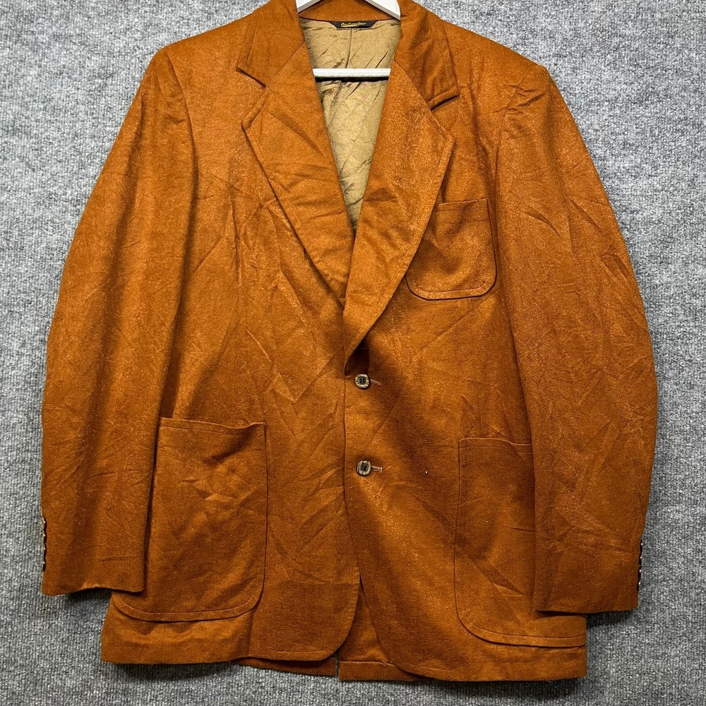 Unbranded Faux Suede Blazer Mens 42 Rust Brown Good Vintage 70s Western Jacket